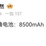 消息称一加 Ace6 至尊版搭载 8500mAh 电池、165Hz 屏、天玑 9500 芯片