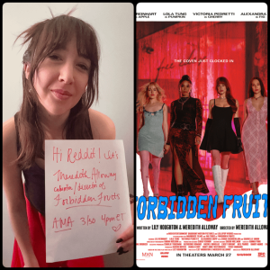 嗨,雷迪特!我是梅雷迪思·阿洛韦 (Meredithalloway),《禁忌水果》(ForbiddenFruits) 的联合编剧兼导演(*现已上映!!*),由莉莉·莱因哈特 (Lili Reinhart)、Lola Tung、亚历山德拉·希普 (Alexandra Shipp) 和维多利亚·佩德雷蒂 (Victoria Pedretti) 主演。 Mallrats、女巫和同伴