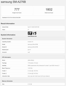 三星 Galaxy A27 手机跑分曝光：骁龙 6 Gen 3 芯片、6GB 内存