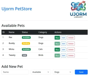 PetStore：用于 UI 和安全 SQL 映射的纯 Java